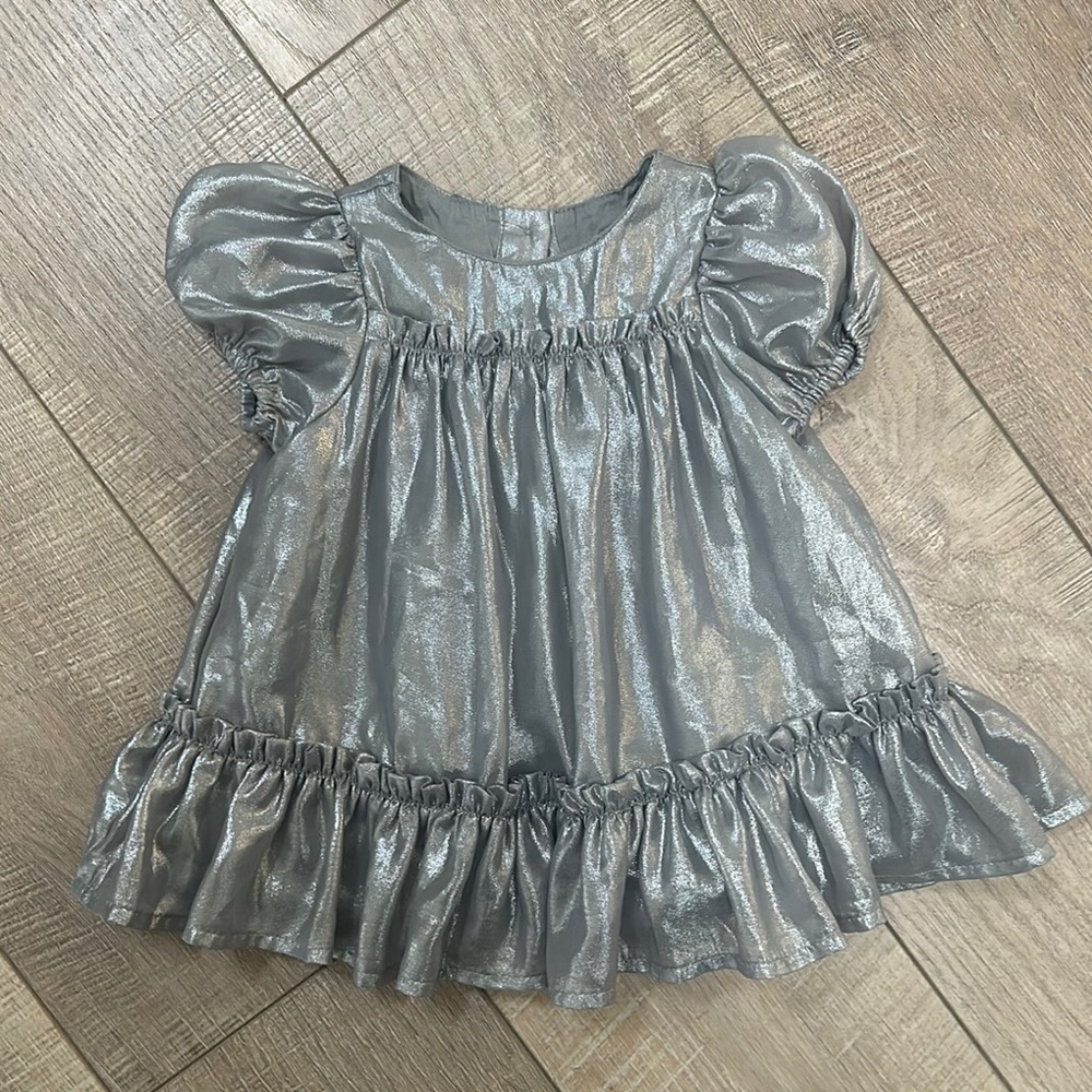Silver Metallic Baby Dress 3-6M Baby Gap